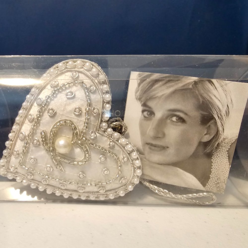 Embellished heart ornament from Diana: A Celebration exhibit